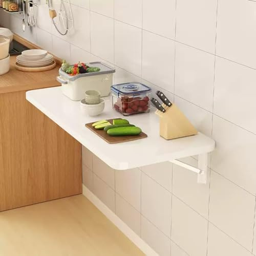 Wandklapptisch, schmaler, langer Holzschreibtisch, herunterklappbarer Küchentisch mit Edelstahlhalterung, für Küche, Waschküche, Büro(60x40cm/24x16in)