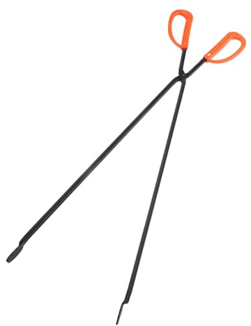 INOOMP Pince à Feu Domestique En Fer 60 Cm Tête Plate Rouge Pince à Charbon De Bois Et Pour Barbecue Et Cheminée Et Ramassage Déchets Résistance Haute Température Usage Intérieur Et Extérieur