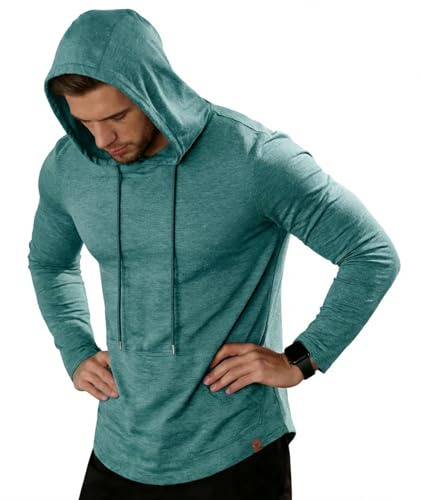 ZITY Men's Running Shirt Activewear T Shirt Lightweight Hoodie Sports Sweatshirt Top Breathable Long Sleeve Hooded Casual Muscle Shirt Gym Running Training M-3XL