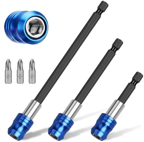 SUNJOYCO 6 PCS Magnetic Drill Bit Extension Set, 1/4 Impact Extensions, Hex Extension Bit Holder with Phillips Bits, Screwdriver Bits Extender for Impact Driver, 2.4, 4, 5.9