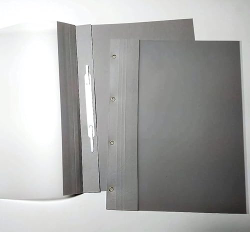 Präsentationsmappen DIN A4, 4-Loch-Abheftung, 100 Blatt Kapazität, Lederoptik, Hellgrau, 100 Stück