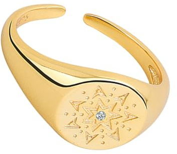 JEWEDECO Anello Bussola da Donna in Dorato Design Aperto con Motivo Fiore Sole Gioiello Leggero e Chic per Tutte le Dita Regalo Elegante per Fidanzate e Anniversari