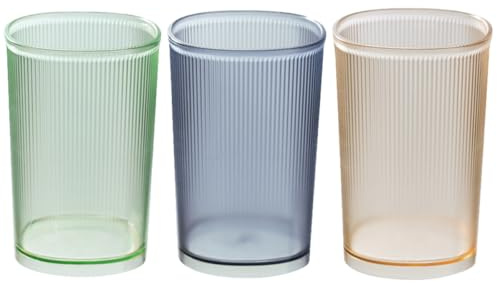 Sewroro Set da 3 Bicchieri per Collutorio da 500 Ml Bicchieri di Plastica Trasparenti Colorate Verde Porta Spazzolino da Riutilizzabili per Domestico e Viaggio