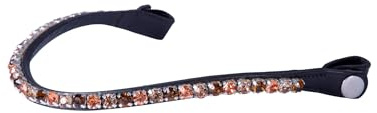 Stirnband Neapel, schmaler Stirnriemen mit Kristallen und Druckknopf-Befestigung für Trense oder Kandare