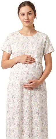 ZENIRA Women's 2026 Spring Summer Maternity Dresses Short Sleeve Maxi Round Neck Casual Nursing Outfit Dress with Pockets