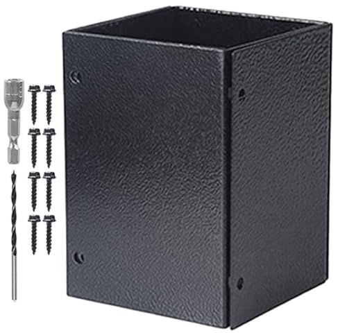 COOPHYA 1juego Protector de Base para Postes Ajustable de Metal Soporte Resistente para Barandillas Cercas y Buzones Base Metálica para Postes de Cubierta Protección Duradera