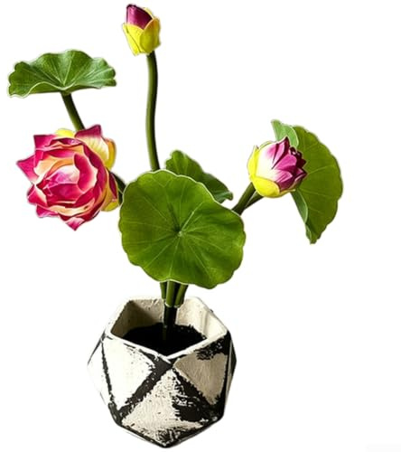 Bröllopsdekor falsk lotusblomma 24,5 cm vit rosa (lila) | Verklighetstrogna kronblad, naturliga färger, autentisk trädgårdslook, ingen vattning behövs, UV-beständigt material