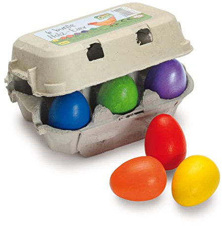 Erzi 17012 Eier, bunt aus Holz im Karton, Kaufladenartikel für Kinder, Rollenspiele