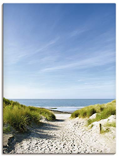 ARTLAND Wanddeko Leinwand Bilder Wandbild Strand Meer Küste Nordsee Sand Dünen Natur Landschaft Maritim T9EX