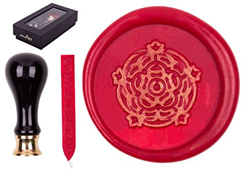 Siegel Set Rimini, Gravur Symbol Tudor Rose, incl. 1 Stange Siegelwachs, Motivauswahl im Artikel