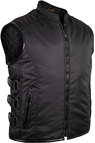 MDM Gilet Biker Nero – Tessuto, Antivento, Idrorepellente, Regolabile (IT, Testo, L, Regular, Regular, Nero)