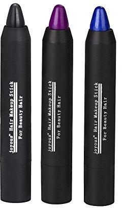Professional Hair Chalk Temporary Hair Dye Non-toxic Hair Color Crayon Cover White Hair Color Patch (3packs-black-blue-purple)