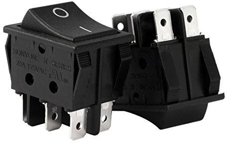 sourcing map DPDT 6 Terminal 2 Position Boat Rocker Switch Black AC 20A/125V 22A/250V