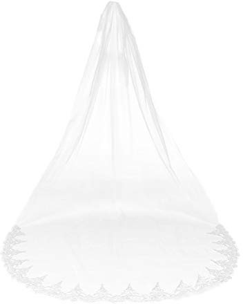 BESTOYARD Einfache lange elegante Spitze Single Layer Mesh Schleier Brautschleier Hochzeit Zubehör