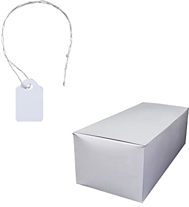 1.000 Hängeetiketten mit Faden Karton 18x28 mm weiss