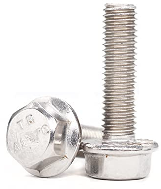 binifiMux 10pcs M8 x 25mm Flanged Hex Head Bolts Flange Hexagon Screws, Stainless Steel 18-8 (304), Plain Finish