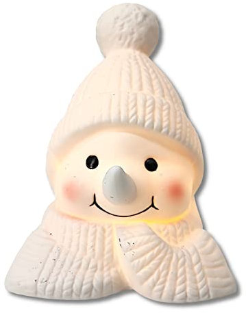 DARO DEKO Keramik Schneemann Kopf mit LED - klein