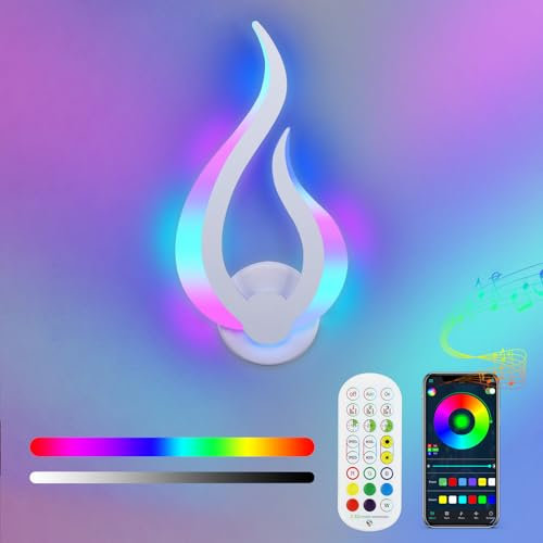 Lightess RGB Apliques de Pared LED Regulable Inteligente 2.4G Lámpara de Pared Control de Aplicaciones y Control Remoto Luz Interior Moderna Iluminación Brillo Ajustable, DIY 16 millones de colores
