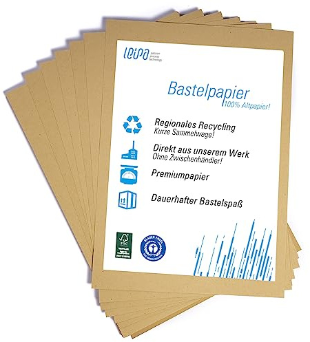 100 Blatt A3 Buntpapier Basteln Braun Bunte Pappe Blätter für Kinder 130g/m² LEIPA Manila-Karton Dekorieren, Recyceltes Bastelpapier, Tonpapier Bastel-Papier Bastelset Malblock, Vintage/Retro (A3)