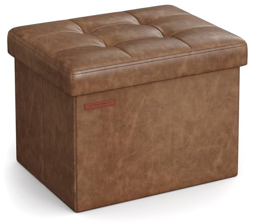 SONGMICS Small Folding Storage Ottoman, 12.2 x 16.1 x 12.2 Inches