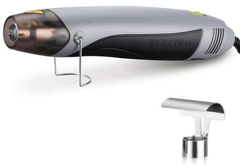 WORKPRO Mini Heat Gun, 400W Hot Air Gun with Dual Heating Setting 300℃/500℃, Fast Heating Handheld Heat Gun with Reflector Nozzle, for DIY Crafts, Shrink Wrap, Embossing, Electronics