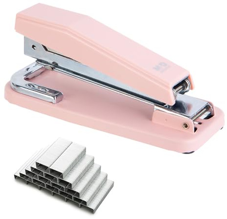 M&G Desktop Stapler Swing-Arm Stapler with 50 Sheet Capacity, 180 Rotation Design, Swivel Stapler with 1000 Staples for Booklet Binding, Durable Staplers for Office School Home (Pink)