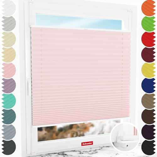 Schuette® Plissee ohne Bohren ● Thermo Kollektion: Rosewater (Rosa) ● 60x80cm (Breite x Höhe) ● Suprafix Faltrollo X Klemmfix Rollo ● Blitzschnelle Montage inkl. Video