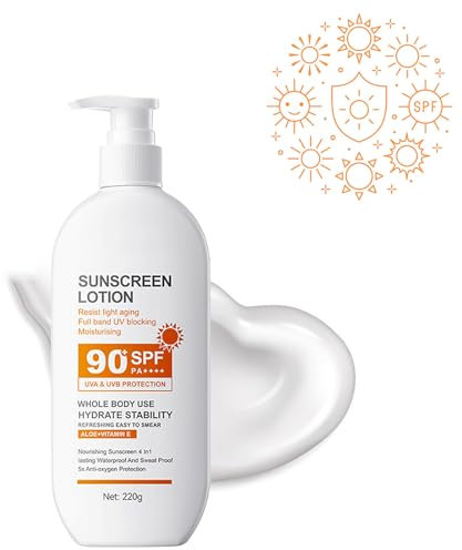 Loción De Protección Solar, Leche Protectora Solar Hidratante, Leche Solar Para La Piel Spf 90, Sunscreen Lotion, Crema Solar Protege Eficazmente La Piel De Los Rayos Uv, 220g