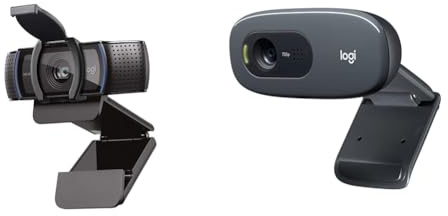 Logitech C920S HD Pro Webcam, Videochiamata Full HD 1080p/30fps, Audio Stereo ‎Chiaro & C270 Webcam HD, 720p/30fps, Videochiamate HD Widescreen, Correzione Automatica ‎Luminosità