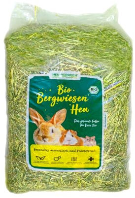 Heu-Heinrich® Bio-Bergwiesenheu aus dem Naturpark Thüringer Wald - Streu und Futter für Nager, Kaninchen, Meerschweinchen, Hamster, Hasen (4kg)