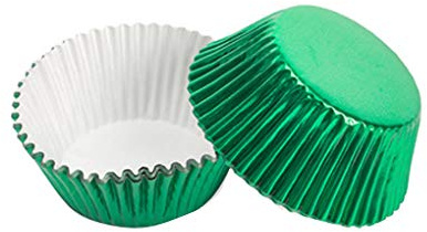 Juego de 100 moldes de papel de aluminio para magdalenas, moldes para hornear magdalenas, color verde