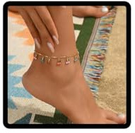 Wedity Boho Kirsche Anhänger Fußkettchen Bunte Früchte Grün Blatt Fußkette Verstellbare Fußkette Fußkettchen Schmuck Geschenke für Frauen Mädchen, Taglia Unica, Metall, Kein Edelstein