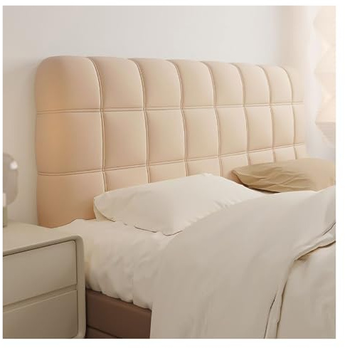 Gepolsterter und gepolsterter 360°-Kopfteilbezug für King-Size-Bett, Kopfteilbezüge mit Wandkissen (Beige, 160 cm)