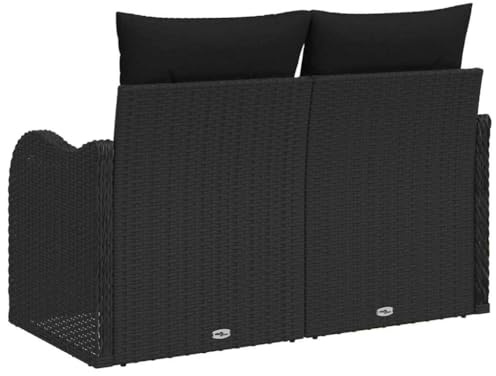 vidaXL Trädgårdsoffa Svart 121 x 62 x 69cm konstrotting, Modulsoffa för trädgård och terrass, lätt, UV-skyddad, hållbart utomhusmöblemang för moderna ytor