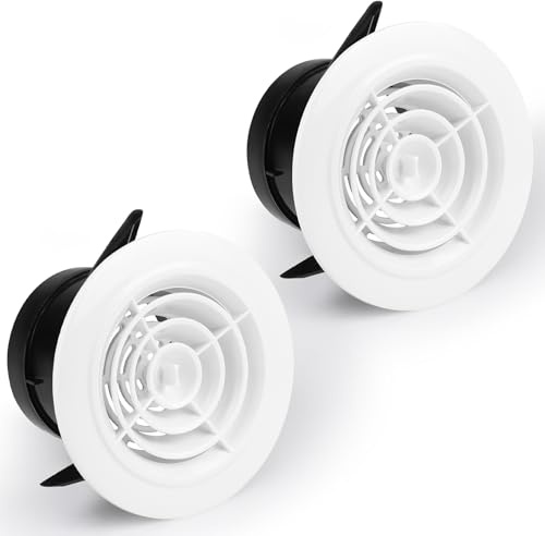 LALAGO 2 piezas Rejilla de Ventilación Ajustable 75 mm con Protección Contra Insectos, Rejilla de Ventilación Redonda ABS Blanco, Salida de Aire para Baño, Manguera de Escape, Pared, Cocina