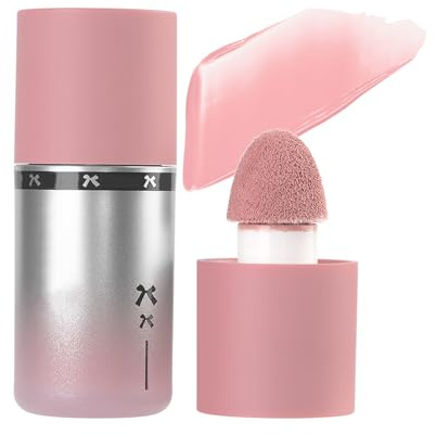 YiGuMy Blush Liquid Makeup Cream Stick, Blendable Cheek Weightless Watercolor Sheer Finish, Soft Peach Face Tint for Mature Skin, Easy Application Beauty Essential (V4 Soft Blush)