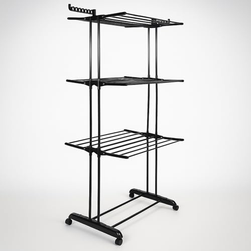 SPRINGOS Sèche-linge vertical pliable avec 3 niveaux et 24 barres - Grande capacité de séchage, design ergonomique, surface de séchage de 17 m