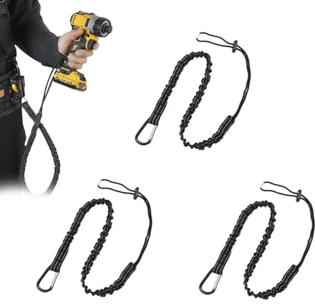 3 Pack Tool Lanyard with Spring Carabiner and Adjustable Loop,90-130cm Stretch Length Maximum Weight Limit 10KG 22.04lb,Tool Lanyard for Working at Height Fall Protection Scaffold Tools