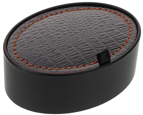 CLISPEED Boîte à Boutons de Manchette Ronde en Pu Noir, Petit Coffret de Rangement Élégant pour Boutons de Manchette et Bijoux, Étui Compact pour Voyage et Organisation, Boîte Présent