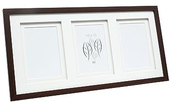 Deknudt Frames S65KQ3-10.0X15.0 - Cornice portafoto in Legno per 3 Foto, con Doppio passepartout, Colore: Marrone 48,5 x 24,5 x 2,3 cm