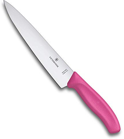 Victorinox Swiss Classic, Profi Tranchiermesser, Extra Scharfe Klinge, gerader Schliff, 19 cm, Kunststoffgriff, Rostfreier Stahl, pink