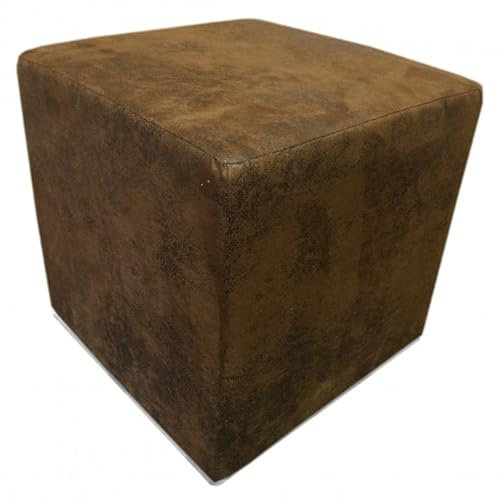 Kubus I Sitzwürfel Hocker Kunstleder Sitzhocker 45x45x45 cm Wildlederoptik braun