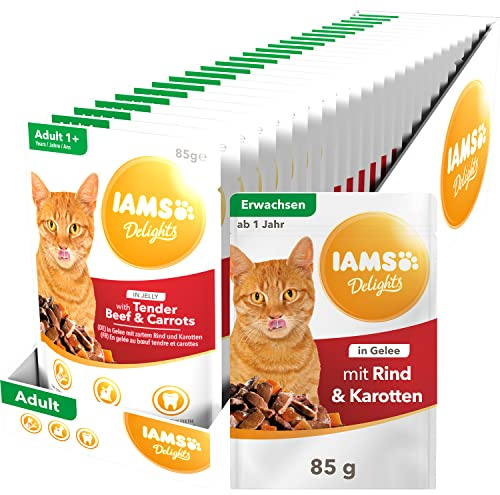 Iams Advanced Nutrition Chat Adulte Assortiment Sachets Humides saveur Bœuf & Carottes en gélée 24x85g (24)