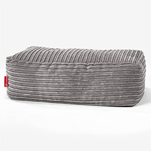 Lounge Pug Groß Fußhocker Pouf, Graphitgrau Cordstoff, Sitzpouf, Pouf Sitzsack Hocker Wohnzimmer