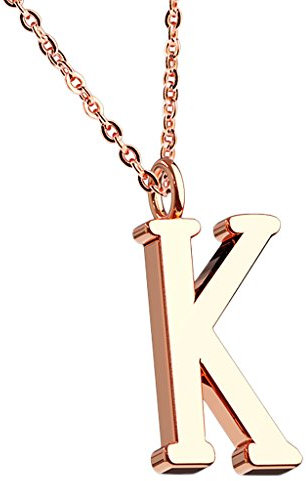 Mianova Damen Halskette Kette mit Buchstaben Anhänger Rosegold Vergoldet Buchstabe K
