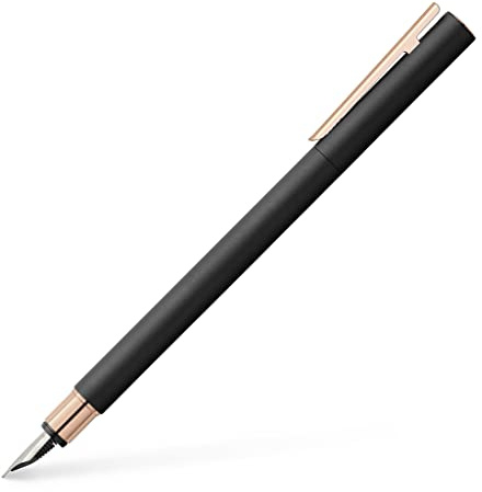 FABER-CASTELL 343100 - Füller Neo Slim Metall, Federbreite M, schwarz mit rosegold