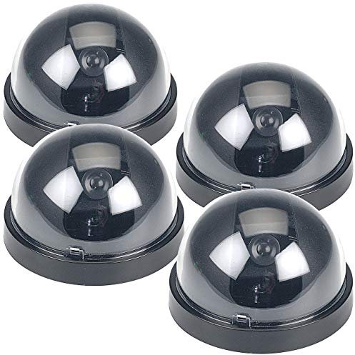 VisorTech Überwachungskameras Fake: 4er-Set Überwachungskamera-Attrappen Dome-Form (Dummy Aussenkamera, Alarm-Dummy, Alarmanlage)