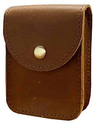 aolaso Spelkortfodral, kohud läder enkel kortlåda/hållare läder flera fickor för män mini midjeväska män gåva, Brun, 4 x 3 x1 inch, Retro