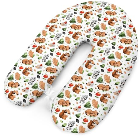 Cuscino per allattamento con imbottitura, per neonati e donne incinte, per dormire su un fianco, in cotone, con federa da 170 cm, motivo: scoiattolo