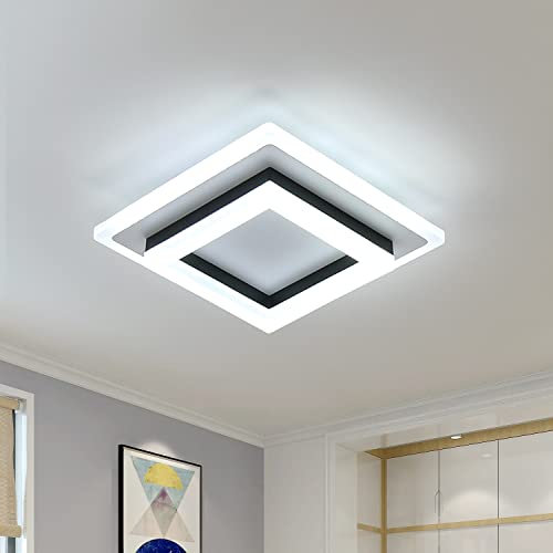 AUA Plafoniera a LED, 24 W, moderna, plafoniera quadrata a LED per camera da letto, corridoio, ufficio, cucina, soggiorno, bianco freddo 6500 K